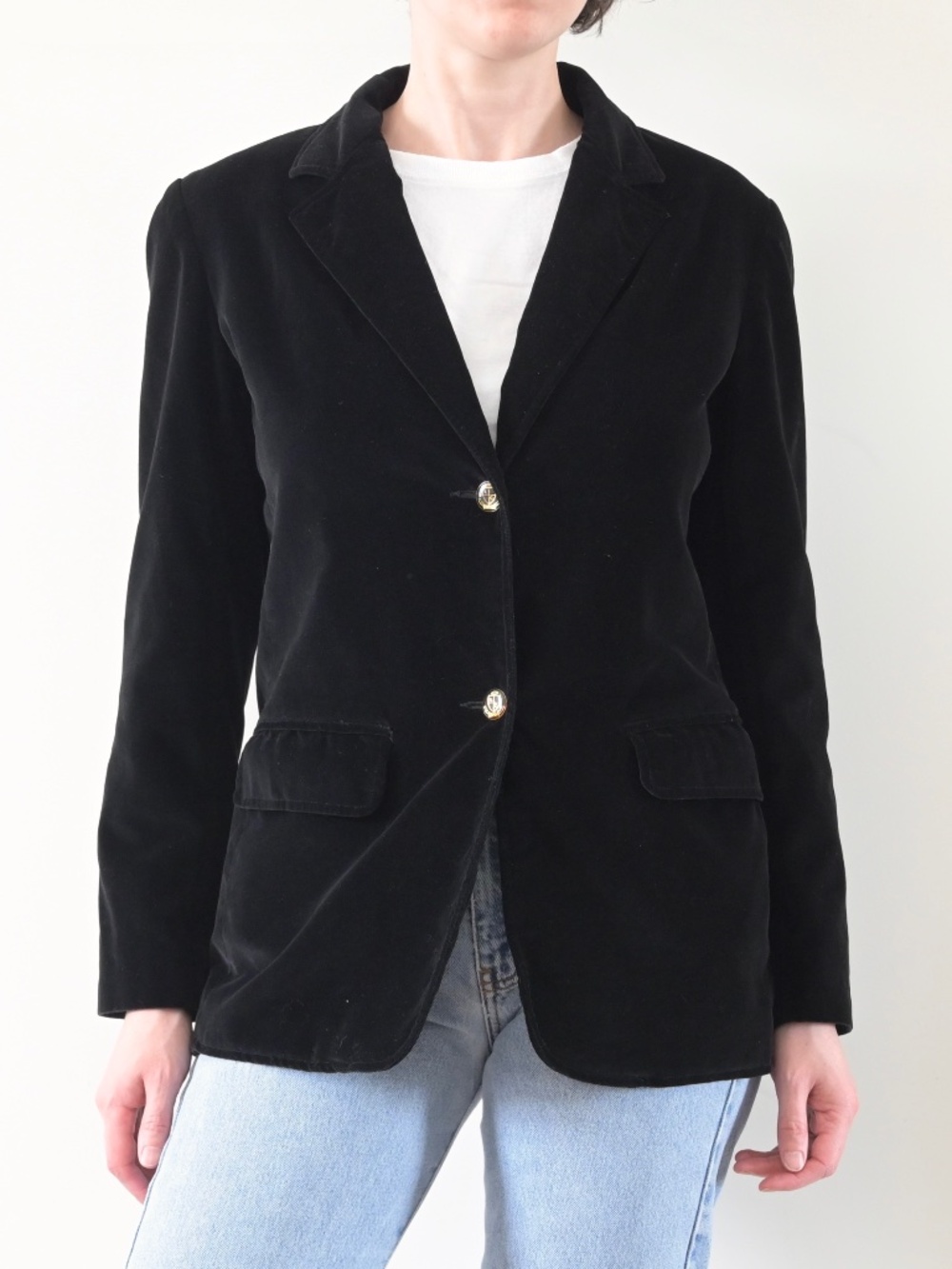 1990s Liz Claiborne Lizsport Black Velvet Blazer Size Small